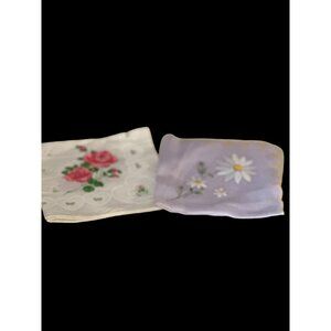 vintage cloth tissue purple w/ embrodiered daisy and roses